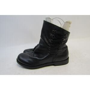 NINE WEST Womens Size 5.5 M Black Leather Side Lace Up Ankle Boots Bootie